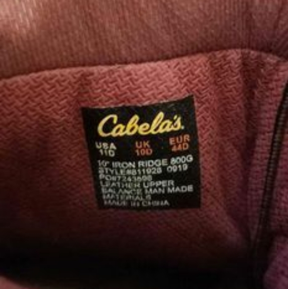 Cabelas 10" Iron Ridge 800G Style#811928 Boots for Hiking or Work - Picture 2 of 3